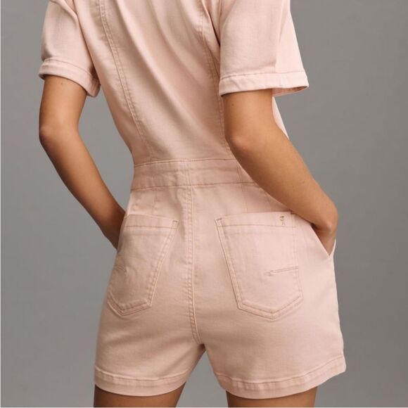 NWT Anthropologie The Kit Utility Romper by‎ Pilcro in Pink Rose Size 4 - Picture 2 of 8